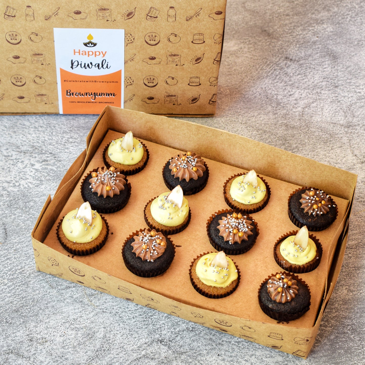 Diya Mini Cupcakes ( Eggless)