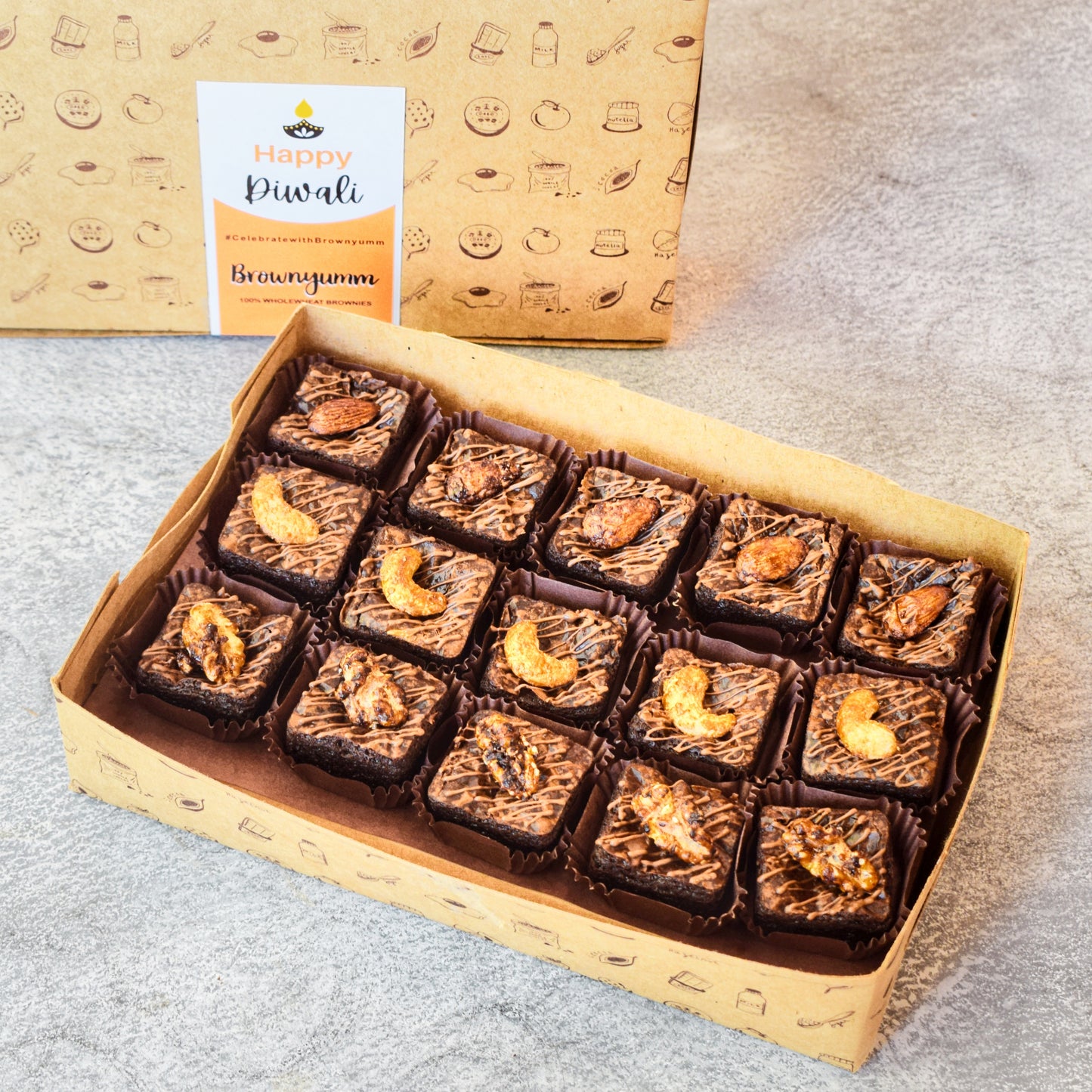 Choco Nutty Mini Brownies ( Eggless)