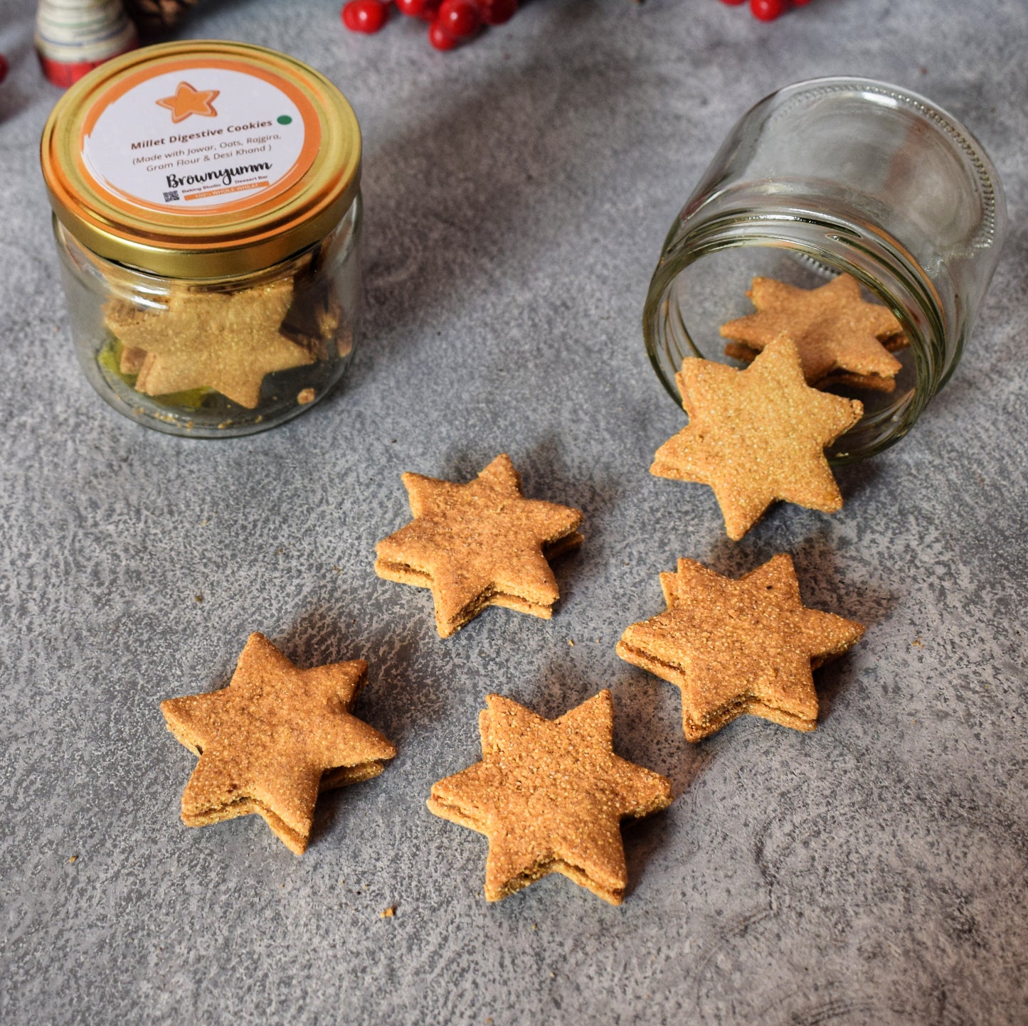 Millet Digestive Eggless Cookie Jar ( Star, 125 gm)