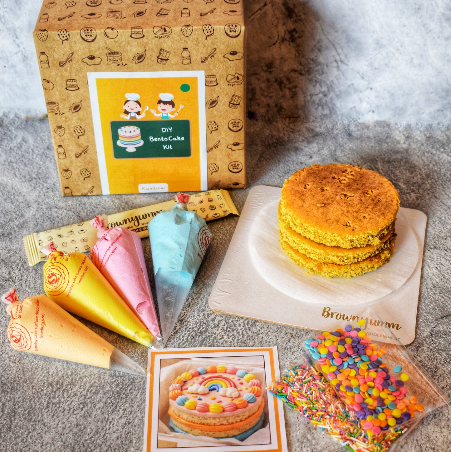 DIY Rainbow Bento Cake Kit (350 gm, Eggless)