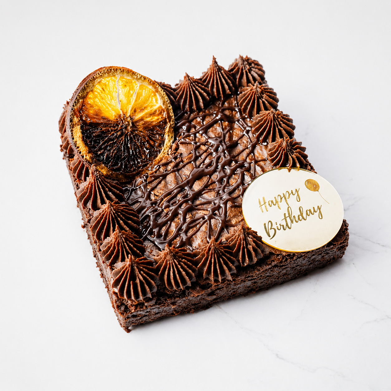Orange Eggless Brownie Slab Cake