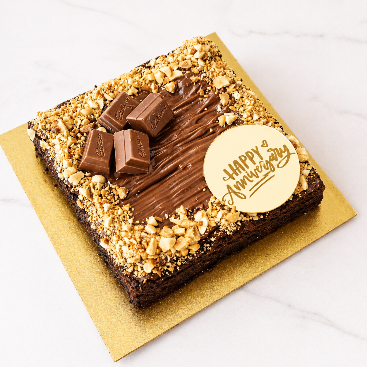 Nutella Hazelnut Eggless Brownie Slab Cake