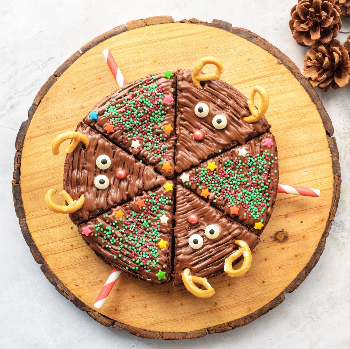 Christmas Tree & Reindeer Eggless Brownies