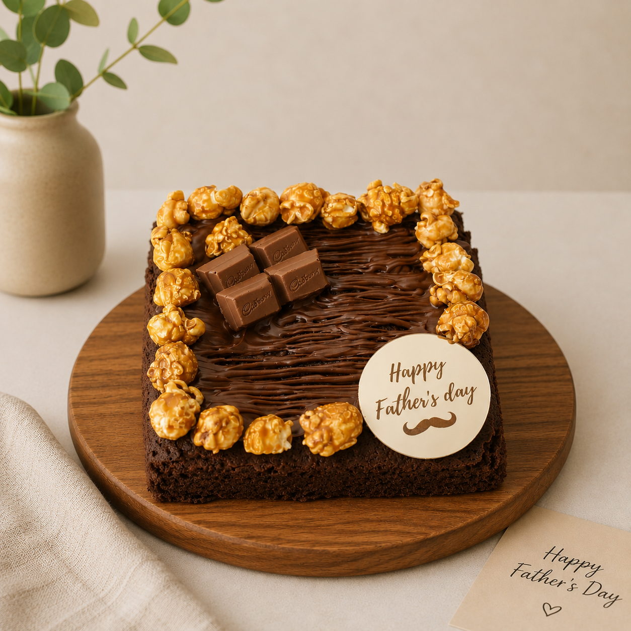Father's day Pop-Corn Brownie Slab Cake ( 400 gm)