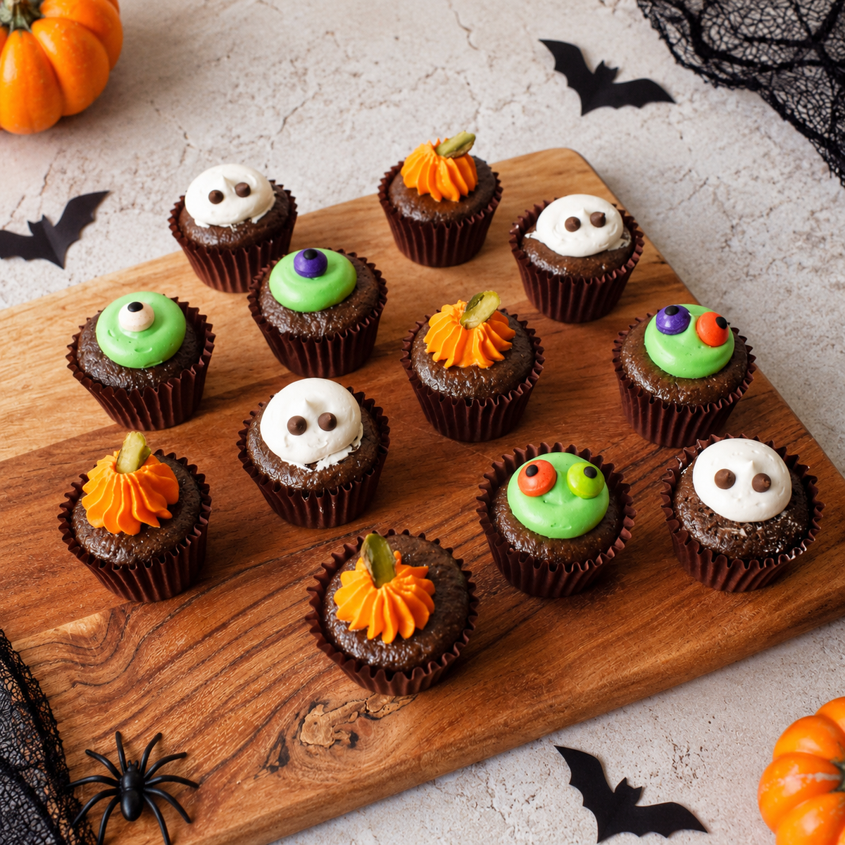 Halloween Spooky Eggless Mini Cupcakes