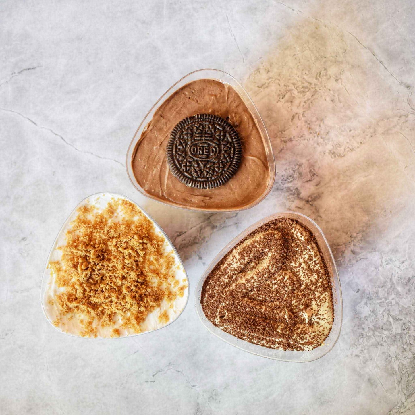 Trial Pack of 3 Whole wheat Mini Dessert Cups ( Bannoffee, Tiramisu & Oreo Mousse)