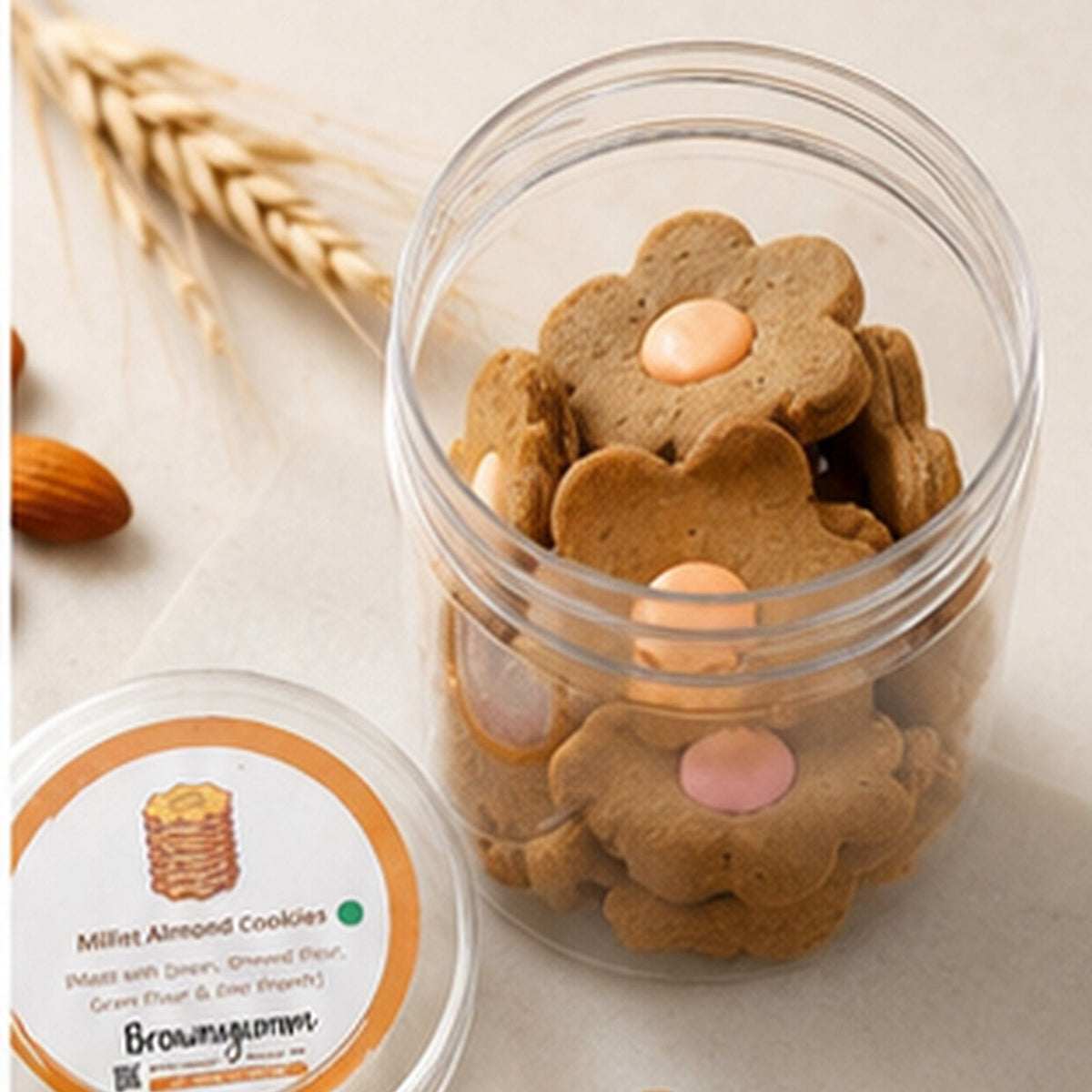 Millet Almond Eggless Flower Cookie Jar ( 175 gm)