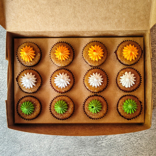 Independence Day Tricolor Mini Cupcakes (Eggless)
