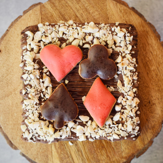 Poker Hazelnut Brownie Slab Cake ( Eggless)
