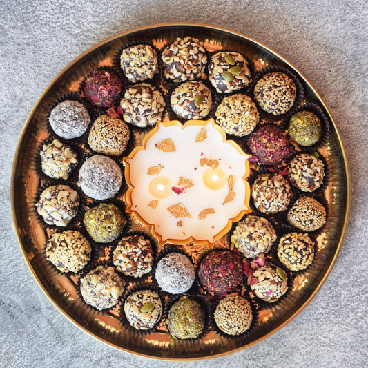 Assorted Truffles Platter in a Brass Tray (Eggless