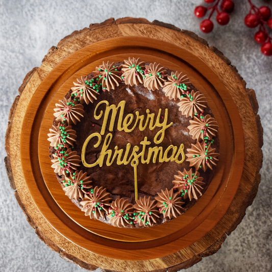 Christmas Wreath Eggless Brownie Slab Cake