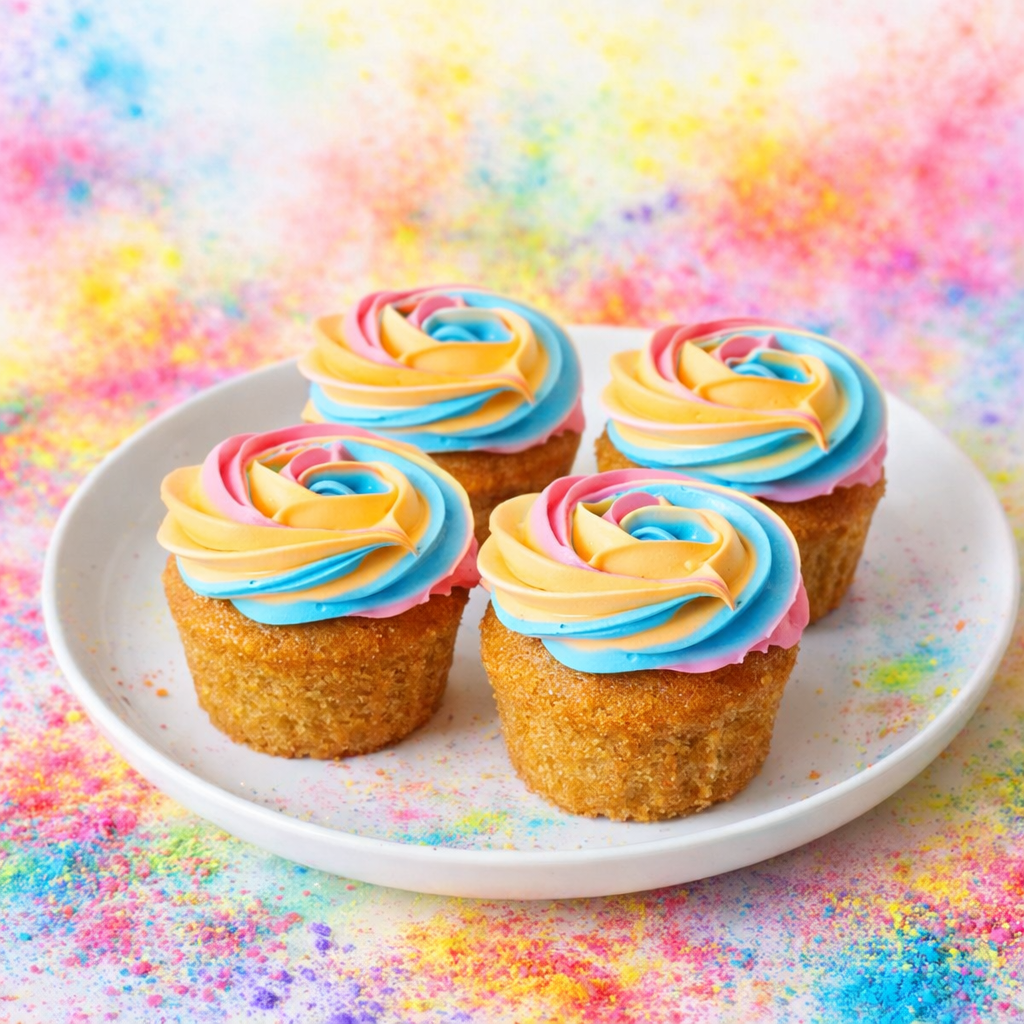 Whole Wheat Holi Eggless Cupcakes