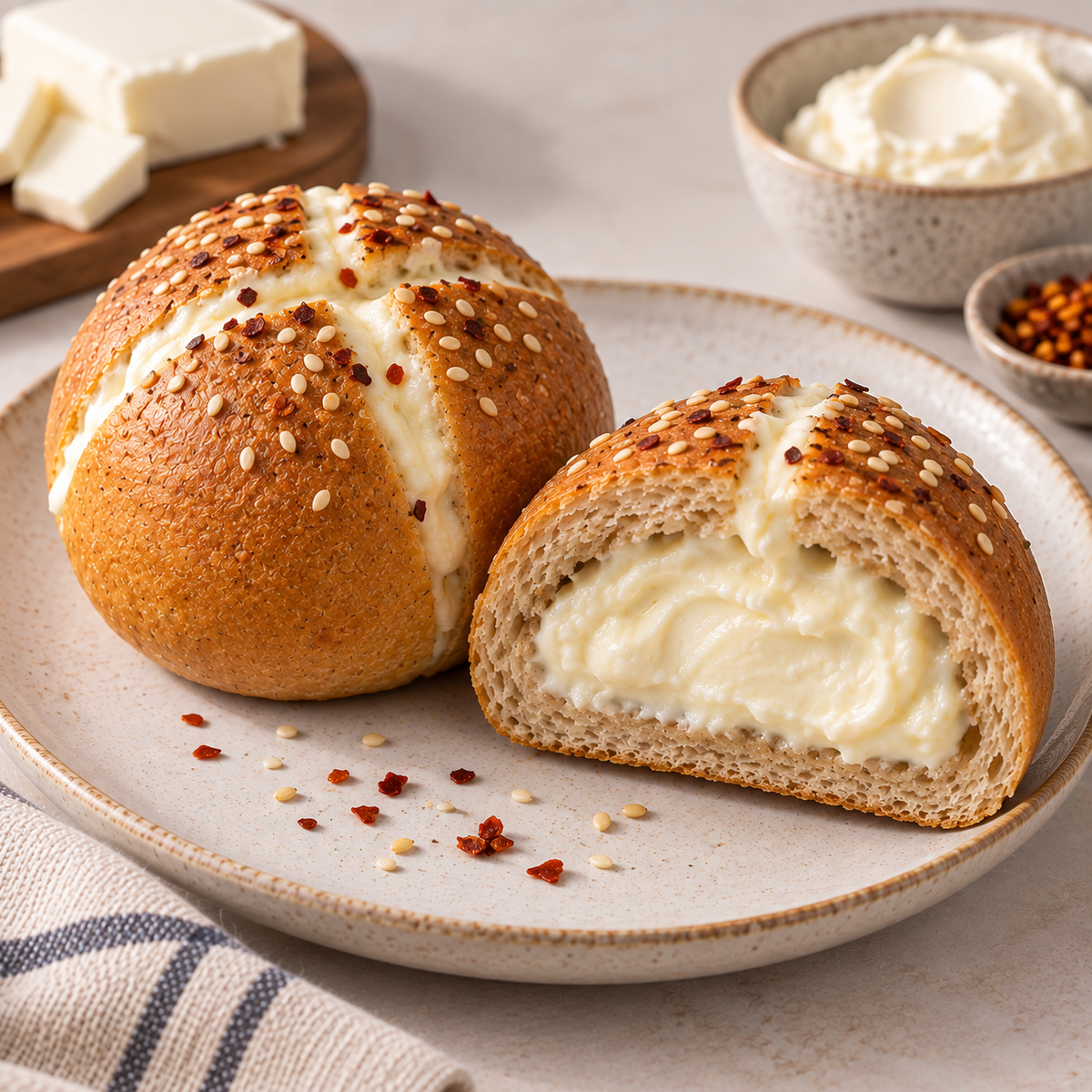 Whole wheat Korean Eggless Cream cheese Bun (90 gm)
