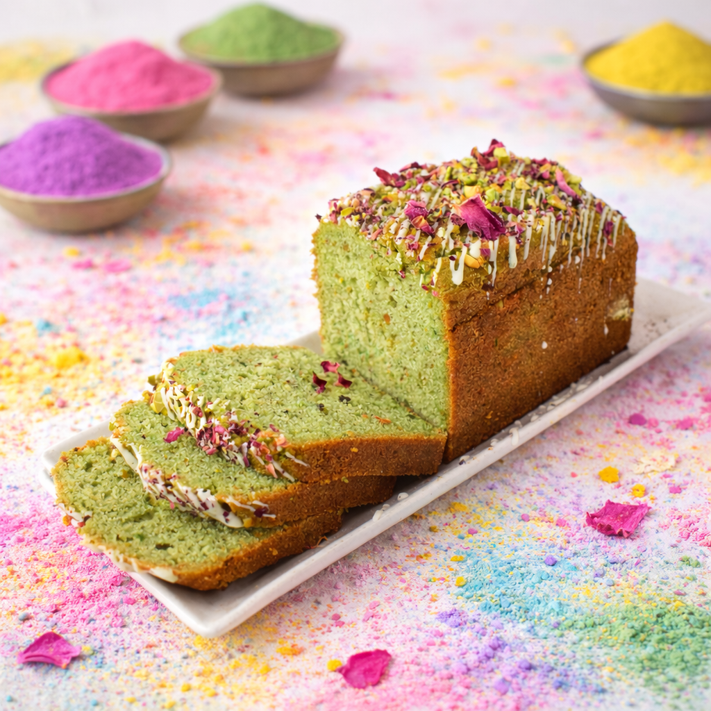 Whole wheat Pista Thandai Tea-cake